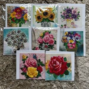 Floral Beaded Greeting Cards Set